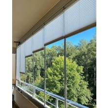 Perdego Beyaz Renk Katlanabilir Cam Balkon / Ev / Ofis Plise Perde