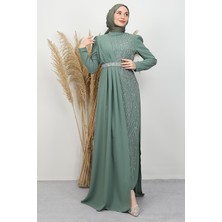 Giza Store Serra Krep Elbise Soft Yeşil