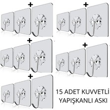 Mawrond 15 ADET, Kendiliğinden Güçlü Yapışkanlı, Şeffaf, Paslanmaz Metal Başlıklı, Sağlam, Dayanıklı, Süper Bırakmayan Askı