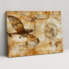 Popcas  Leonardo Da Vinci Duvar Dekorasyonu - Uçan Makine Kanvas Tablo - Leonardo Da Vinci Kanvas Duvar Sanatı