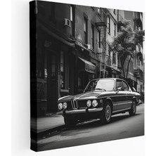 Popcas  Bmw Şehirsiyah ve Beyaz Kanvas Tablo Zamansız Anı