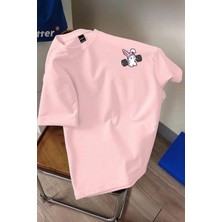 Oksit Gym Bunny - Halter Kaldıran Tavşan Baskılı Unisex Oversize Pamuklu Tişört