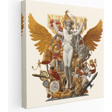 Popcas  Hermes Sembol Kolaj Kanvas Tablo - Duvar Sanatı Caduceus Sembolü Kanvas