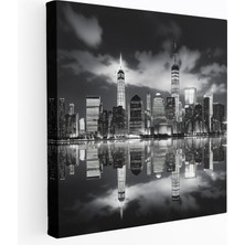 Popcas  Ikonik Şehir Manzarası Klasik Duvar Sanatı Kanvas Tablo Siyah Beyaz Fotoğraf Dekorasyonu