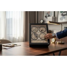 Stand Market Otomatik Saat Kurma Kutusu (WİNDER) Piano Black 8 5 Siyah Içi Krem Watch Winder