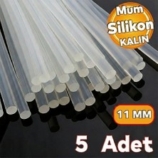 Virnex Kalın Şeffaf Sıcak Mum Silikon 11MM 30CM 5 Adet (11MM Tabancalar Içindir)