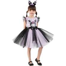 HN Sport Kuromi Taçlı Kız Çocuk A Kalitede Kuromili Elbise Parti Mezuniyet Doğum Günü Kostüm Düğün