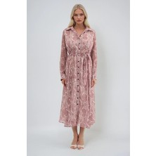 Lijuri Şal Desenli ve Kuşaklı Tiril Elbise 2029