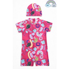 My Kids Wear Kız Çocuk Boneli Fermuarlı Plaj Mayosu 2-8 Yaş 12558