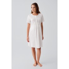 Artış Collection Kısa Kollu Düğmeli Çiçek Desenli Esnek Pamuklu Hamile Gecelik 19106