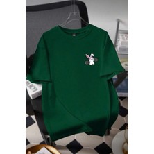 Oksit Gym Bunny - Halter Kaldıran Tavşan Baskılı Unisex Oversize Pamuklu Tişört