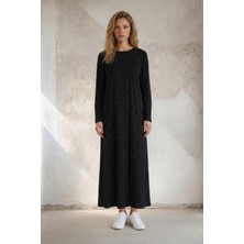 Almila Bisiklet Yakalı Uzun Kollu Uzun Penye Elbise 2031