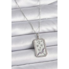 İsmiyle Al 316L Çelik Gümüş Renk Zincir Yay Burcu Zirkon Taşlı Kadın Kolye