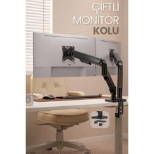 Alastor Çiftli Monitör Kolu Vesa Uyumlu Hareket Ayarlanabilir Monitör Standı 17-32" 9+9 kg Kapasite Tutucu