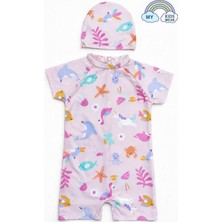 My Kids Wear Kız Çocuk Boneli Fermuarlı Plaj Mayosu 2-8 Yaş 12559