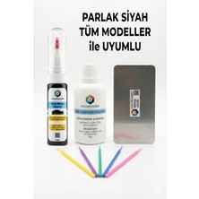 COLORGUARD Parlak Siyah Tüm Modeller ile Uyumlu İğneli ve Fırçalı 2 si 1 Arada Rötuş Boyası Yüzey Temizleme Solüsyonu Profesyonel ve Çapaksız Rötuş Çeliği 5'li Uygulama Çubuğu Seti