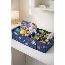 HomyJRs Uzay Desenli 4’lü Çekmece Içi Düzenleyici Organizer Set – Çok Amaçlı Katlanabilir Dolap ve Çekmece Düzenleme Kutuları