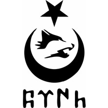 Sticker Dizayn Ay Yıldız Kurt ve Göktürkçe Türk Yazısı Sticker - Araba Oto Motosiklet Karavan Cam Sticker - 00328