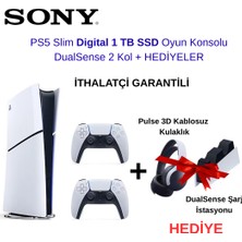 Sony Ps5 Slim Digital 1 Tb SSD Oyun Konsolu + Dualsense 2 Kol+3d Kulaklık ve Şarj Istasyonu Hediye