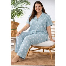 Nisanca Büyük Beden  Kısa Kollu Milan Gömlek Pijama Takımı- Genç Anne Serisi