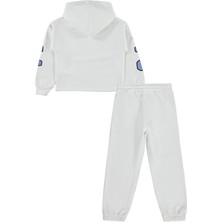 Civil Girls Calıfornıa Nakışlı Kapşonlu 6-9 Yaş Eşofman Takımı - Ekru 7-8 Yaş