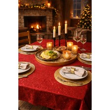 BRANDSMITHS Kırmızı Simli Masa Örtüsü