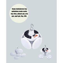 İsmiyle Al Güneş Paneliyle Şarj Olan Katlanabilir LED Çadır Lambası – 5 Kademeli Aydınlatma