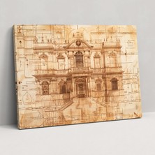 Popcas  Rönesans Mimari Desenleri Kanvas Tablo - Leonardo Da Vinci Leonardo Da Vinci Kanvas Duvar Dekorasyonu