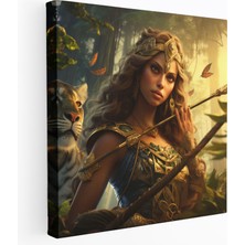 Popcas  Mitolojik Kraliçe Kadınları Kanvas Tablo Vahşi Hayvanlar Duvar Dekorasyonu