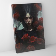 Popcas  Kanayan Çiçekler Kanvas Tablo Ürkütücü Siyah Güller
