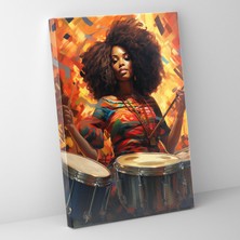 Popcas  Afro Müzik Kanvas Tablo Duvar Sanatı Afro Teması
