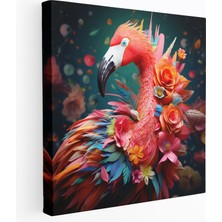 Popcas  Pembe Flamingo Duvar Sanatı - Tropikal Cennet Tropikal Unsurlar