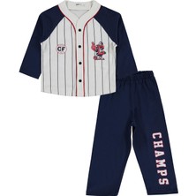 Civil Boys Çizgili Düğmeli 2-5 Yaş Pijama Takımı - Lacivert 3-4 Yaş