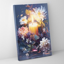 Popcas  Modern Çiçek Duvar Sanatı Mumlu Kanvas Tablo