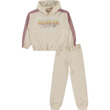 Civil Girls Kapşonlu 6-9 Yaş Eşofman Takımı - Bej 9-10 Yaş