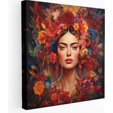 Popcas  Frida Kahlo Kanvas Tablo - Canlı Çiçek Resim - Frida Kahlo Duvar Sanatı Kanvas Yemyeşil Bahçe