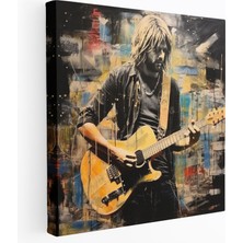 Popcas  Kurt Cobain Duvar Dekorasyonu - Gitâr Telleri ile Ev Dekorasyonu Soyut Sanat
