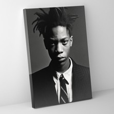 Popcas  Basquiat Kanvas Tablo Siyah Beyaz Portre Ev Dekorasyonu