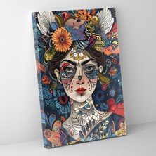 Popcas  Frida Kahlo Tarzı Kanvas Tablo - Duvar Sanatı