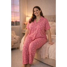 Nisanca Büyük Beden  Kısa Kollu Milan Gömlek Pijama Takımı- Genç Anne Serisi