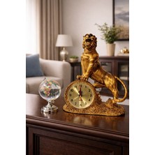 Home Dekor Hediye Lüks Ofis Dekorasyon Seti prestijli Kaplan Temalı Masa Saati & Kristal Dünya Küresi masa Üstü Seti