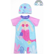 My Kids Wear Kız Çocuk Boneli Fermuarlı Plaj Mayosu 2-8 Yaş 12560