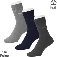 Pro Çorap Pamuklu Erkek Soket Çorap - 3 Çift - Dikişsiz - Eyfel - 16656 - Set 3