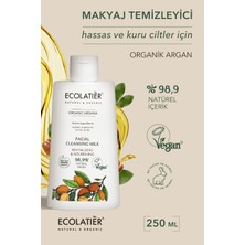 ECOLATIER Makyaj Temizleyici & Yüz Temizleyici Kuru ve Hassas Ciltler için Yüz Sütü Organik Argan, 250 ml