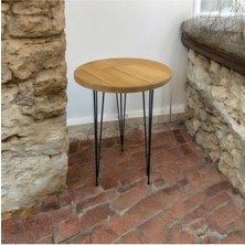 Mobilyacın Masif Panel Ahşap Yan Sehpa Firkete Ayaklı