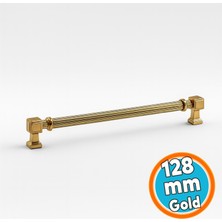 Nzb Mobilya Mutfak Çekmece Dolap Kulpu Kulbu Kulpları Çizgili Gold Altın Metal 128 mm 12.8 cm
