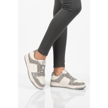 Pierre Cardin Beyaz Füme Bağcıklı Taş Işlemeli Hafif Kadın Sneaker PCI-11505 G