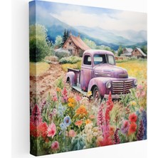 Popcas  Vintage Pikap Kamyonu Mutluluğu Kanvas Tablo