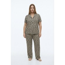 Şuranur Kadın Milan Kumaş Önü Düğmeli Mevsimlik Kısa Kol Pijama Takımı