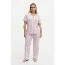 Şuranur Kadın Milan Kumaş Önü Düğmeli Mevsimlik Kısa Kol Pijama Takımı